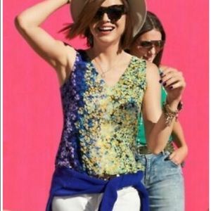 CAbi Tiered Layered Floral Blouse Tank Top 5538